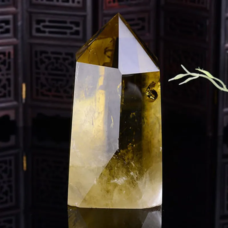 200-350g Large Nature smoky citrine yellow quartz gemstone crystal point reiki heal 2