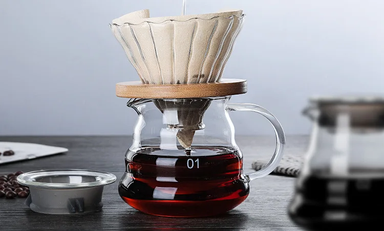 1 шт. стеклянный кофейник в форме облака Кофе чайник для повторного использования кофе горшок термостойкий чайник кофейная посуда 360/600/800 мл