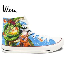 Wen Hand Painted Anime Shoes Dragon Ball Characters High Top Canvas Sneakers Men Women’s Birthday Christmas Gifts