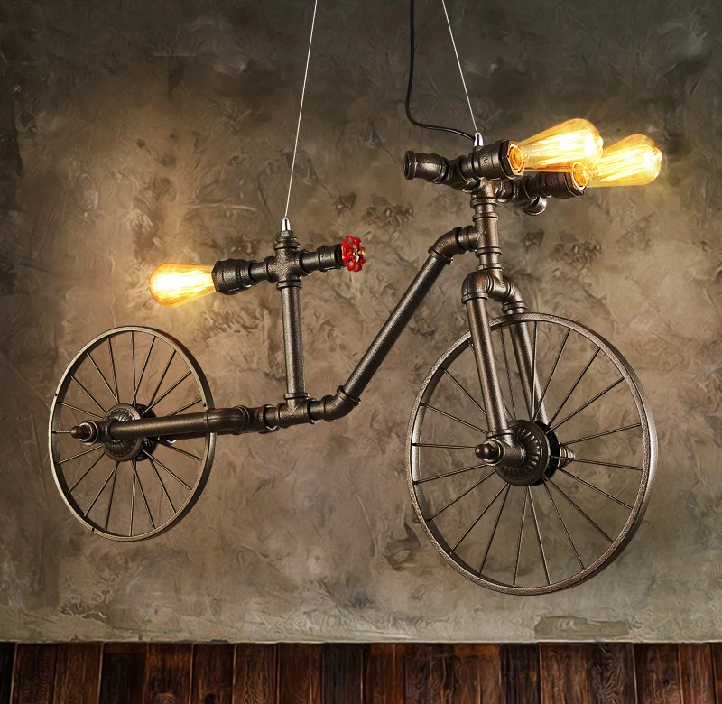 

E27 Nordic Iron Retro Cafe pendant lamp Bedroom Restaurant Bar Industrial Wind Creative Individual Bicycle Pendant Lights