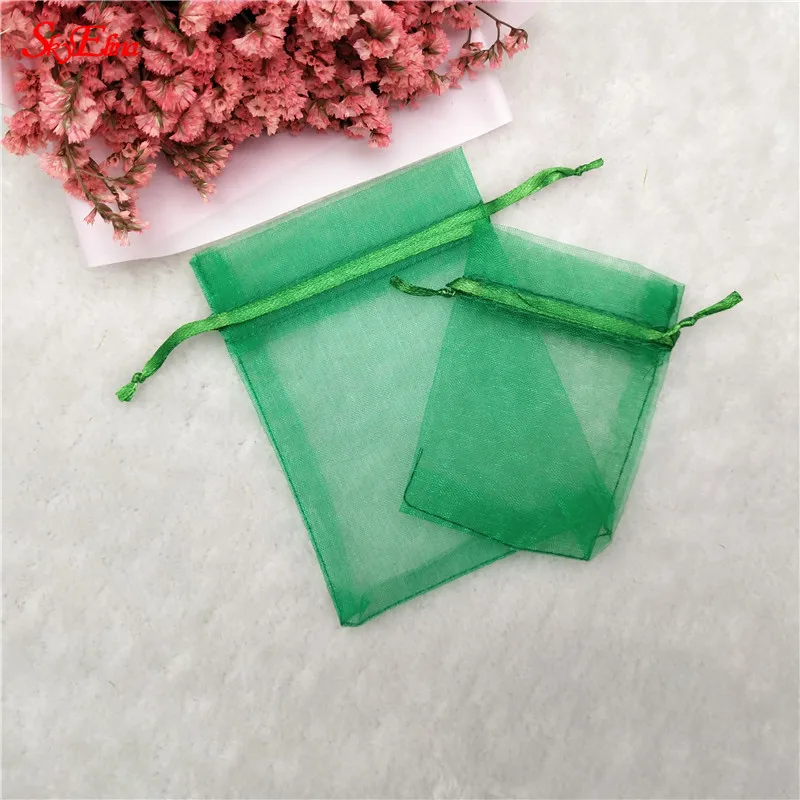 Grass green 50/шт мешки из органзы на шнурке мешочки для свадебной вечеринки Подарочная сумка Упаковка мешочки тюлевые сумки 6x8 8x11 10x15 12x17 19x29cm6z - Цвет: Grass green