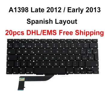 

DHL/EMS Free Shipping 20pcs Espanol Spanish Keyboard for Macbook Pro 15.4 A1398 SP Spain Layout Late 2012 Early 2013