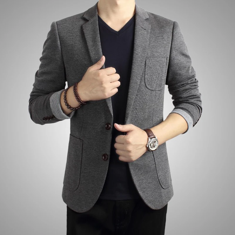 Aliexpress.com : Buy 2014 Spring Autumn Men's Slim Fit Grey Black Suit Collar Long Sleeve Blazer 