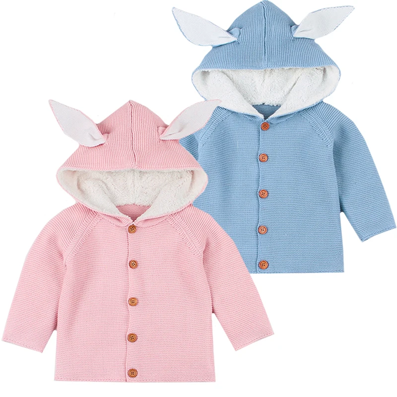 Baby Girl Clothes Hoodie Sweatshirt Solid Long Sleeve Rabbit Ear Outwear
