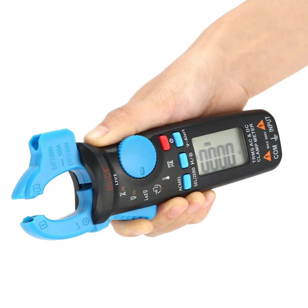 

BSIDE ACM91 Mini Digital Clamp Meter Multimeter True RMS Auto Range AC/DC Volt Amp Ohm Temperature NCV Continuity Tester