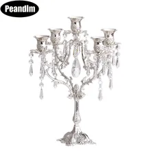 PEANDIM European Style Crystal Candlestick Wedding Centerpiece Candelabra Dinner Deco Luxurious Romantic Candlelight 3&5 Lights