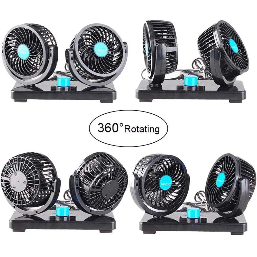 Air Circulator Fan 12V Electric Car Fan 360 Degree Rotatable 2 Speed