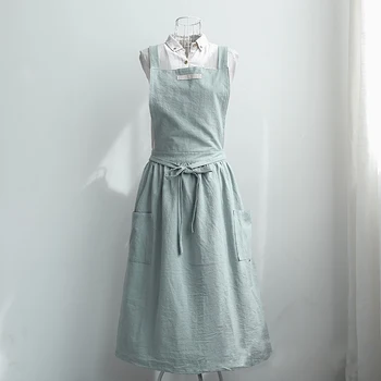 

Japanese Lady Cotton Linen Apron Cooking Baking Country Florist Waiters Workwear