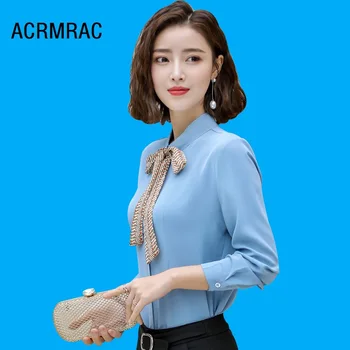 

ACRMRAC Women Slim splicing Long sleeves Business Formal wear OL Blouses & Shirts 823