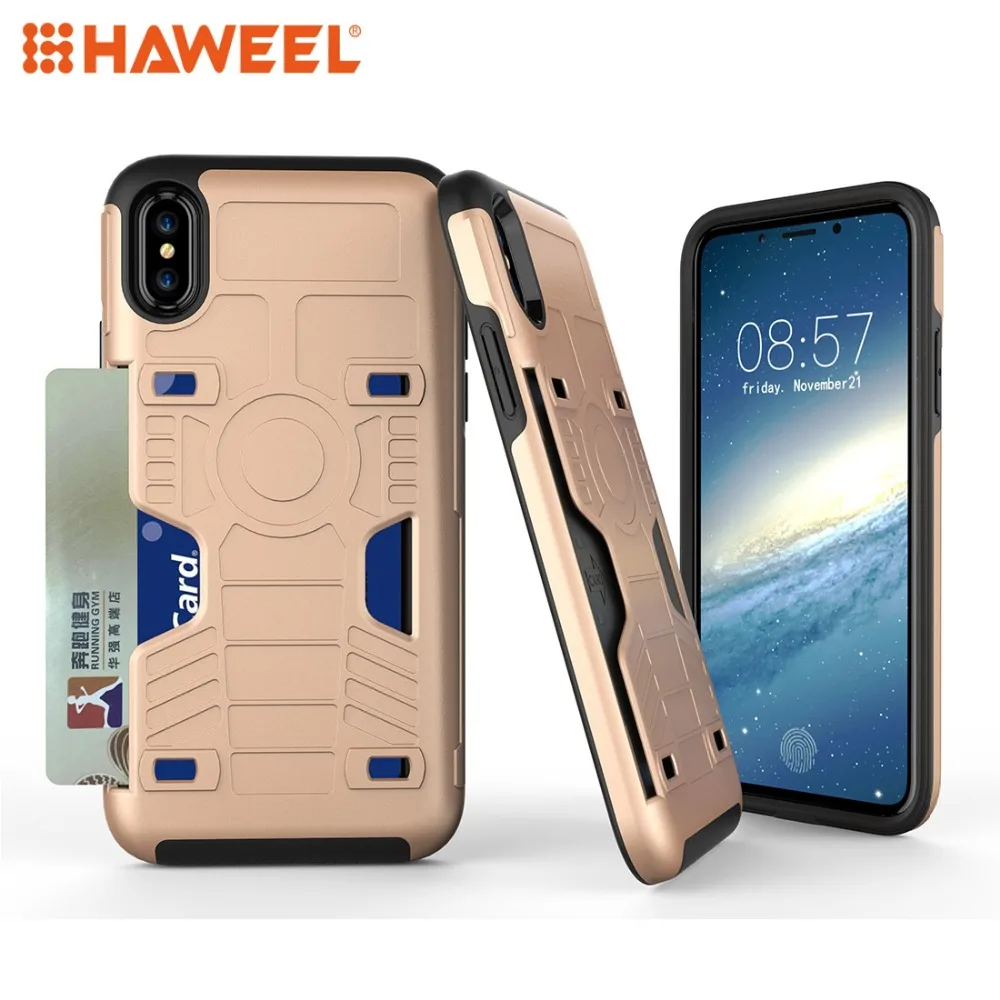 HAWEEL Card Pocket+Phone Cover Case For iPhone X Boxing