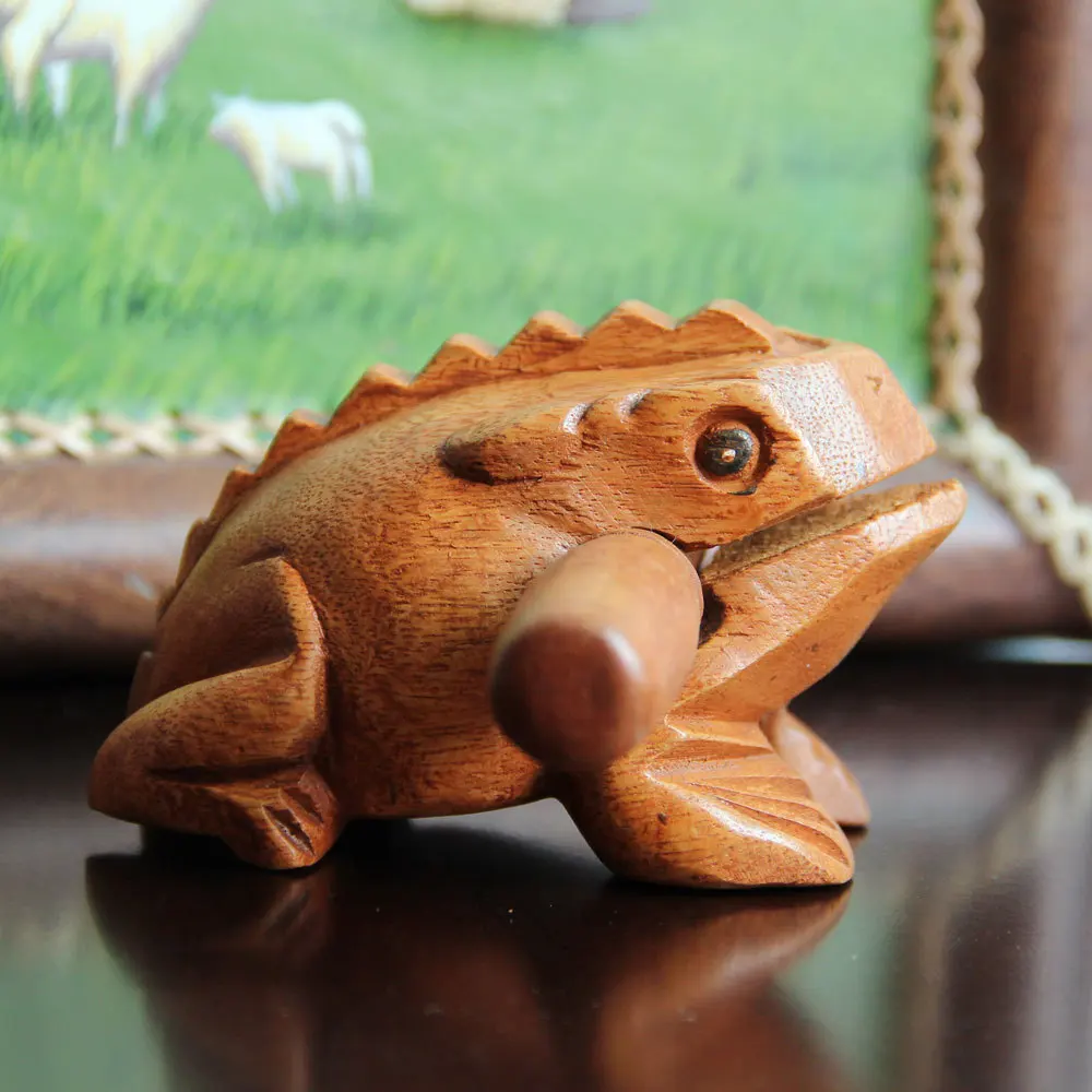 

1 Set Traditional Wooden Musical Instrument Frog Style Percussion Rasp with Stick Kids Gifts Musical Toy Decompress Toys
