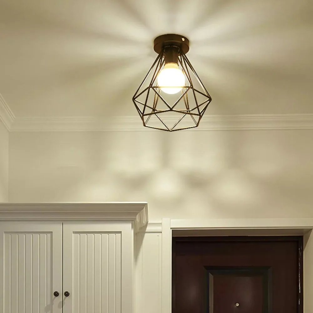 Vintage Retro Loft Nordic Iron Ceiling Lights Lamp Led Ceiling Lamp Iron Cage Fixtures Home Lighting Decor