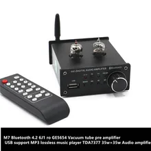 M7 Bluetooth 4,2 6J1 или GE5654 вакуумный ламповый предусилитель поддержка USB MP3 музыкальный плеер без потерь TDA7377 35 Вт+ 35 Вт аудио усилитель