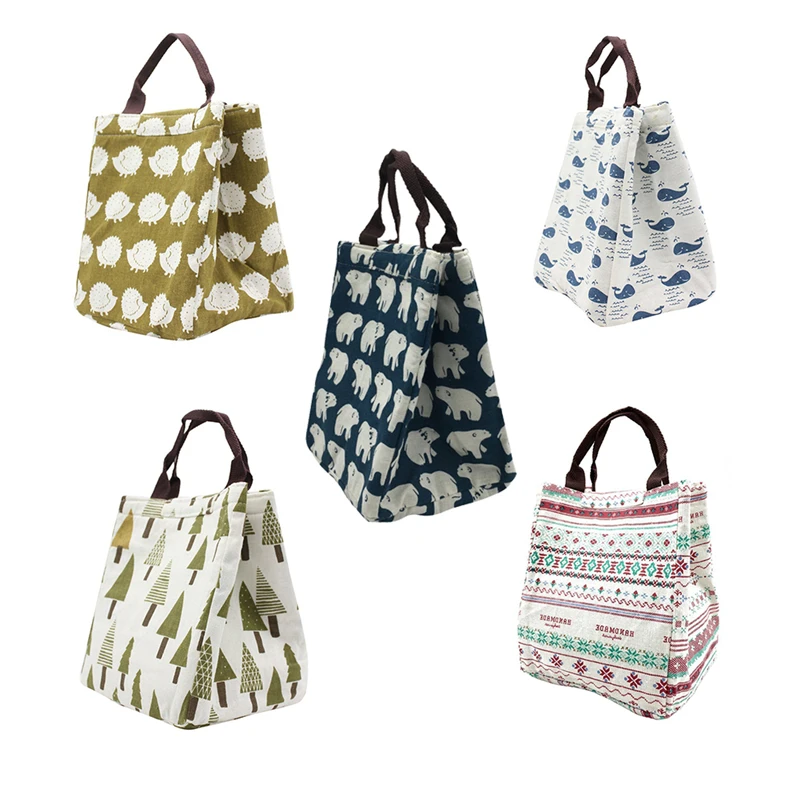 

Cute Printting Picnic Bags Outdoor Handbag Oxford Cloth Ice Pack Zipper Thermal Insulation Lounge Style Handbag Keep Temperature