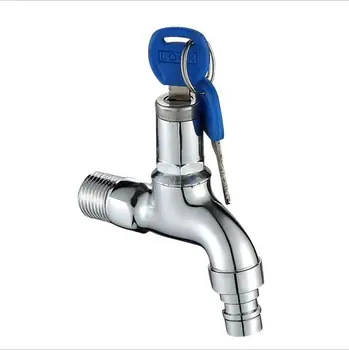 

G1/2 Household With Lock Brass Washing Machine Faucet Outdoor Mop Pool 4' Single Cold Fast Open Anti-theft Water With Key Tap