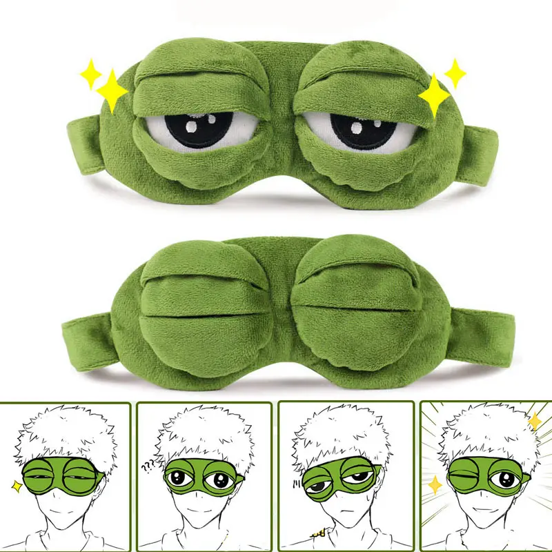 

Funny Creative Pepe the Frog Sad Frog 3D Eye Mask Cover Cartoon Plush Sleeping Mask Cute Anime Gift