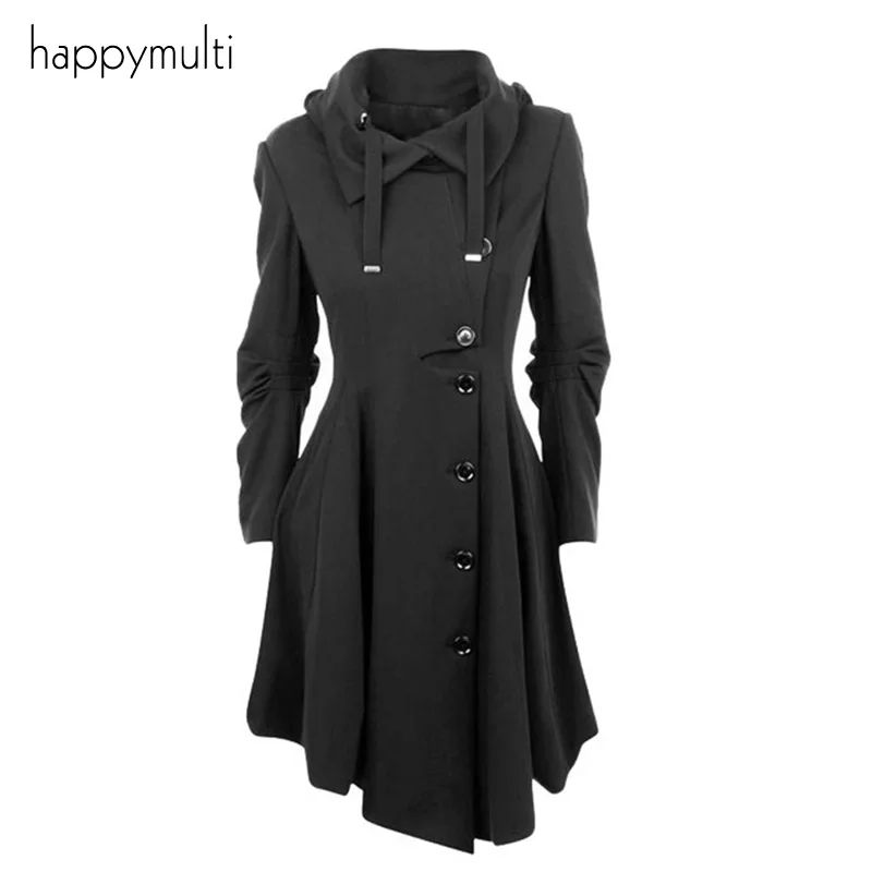 Тренч Happymulti Повседневное длинные средневековой одноцветное Цвет тонкий пальто