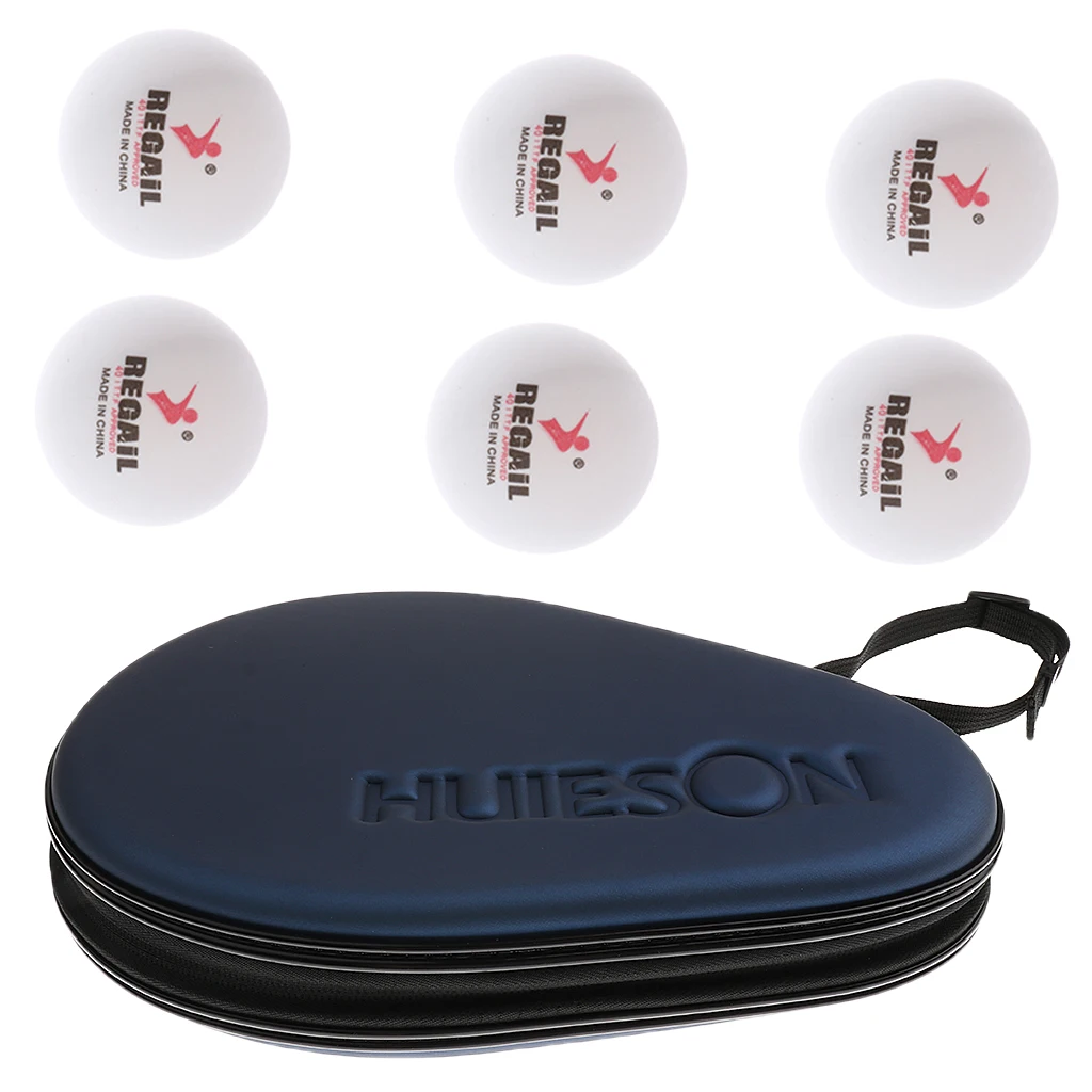 

Waterproof Shock-proof Table Tennis Racket Case Paddle Bat Hard Case Cover Bag with 6 Pieces 40mm Practice Balls Set