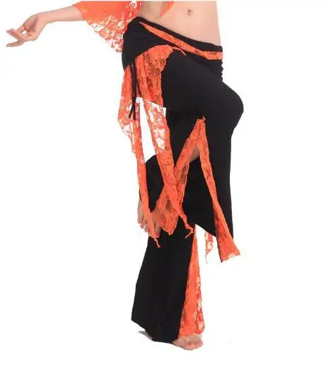 Племенной танец живота тренировочные брюки для женщин танец живота Кружевной Костюм брюки 9 цветов - Цвет: Orange