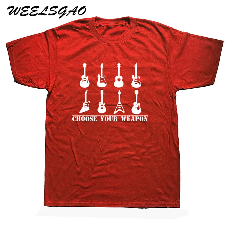 WEELSGAO/футболка «Выбери свое оружие», «гитара», забавная футболка, Ретро стиль, музыкальный гитарист, металлический стиль, короткий рукав, футболка с принтом, топ, футболка