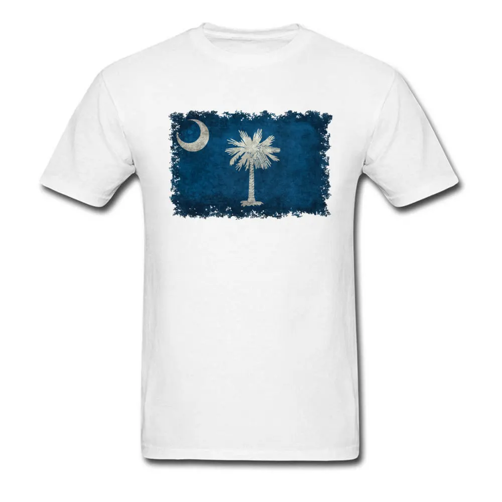 Custom Tops Shirt Funny Short Sleeve Men's T Shirts TpicOriginaltitle Cool ostern Day Tees O-Neck Top Quality Vintage South Carolina Flag white