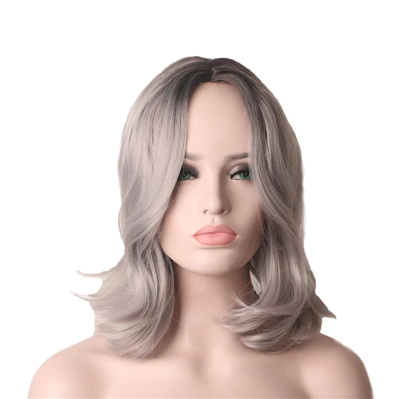 WoodFestival short wig ombre grey wig hair wigs for women curly wigs synthetic heat resistant WoodFestival short wig ombre grey wig hair wigs for women curly wigs synthetic heat resistant