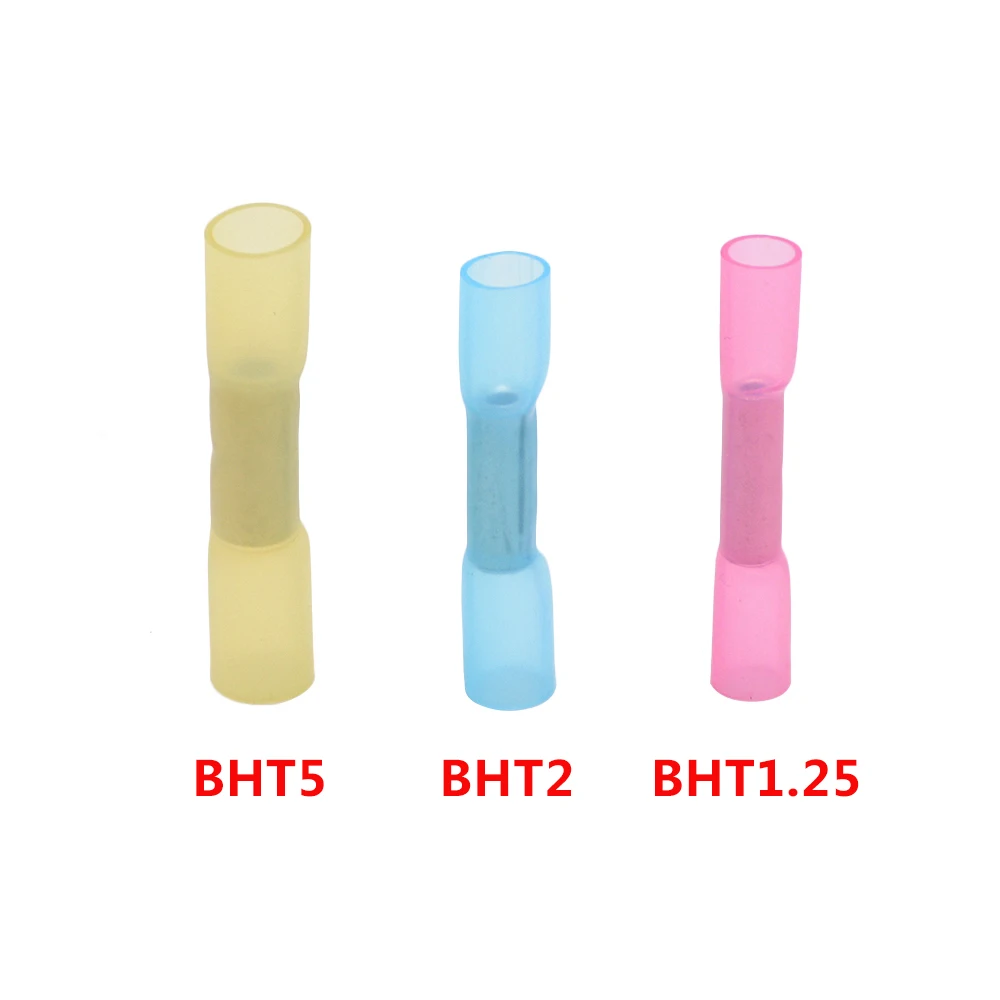 

10PCS HT1.25 BHT2 BHT5 Heat Shrink Butt Red Blue Yellow Waterproof Insulated 22-18 16-14 12-10 AWG Wire Connector