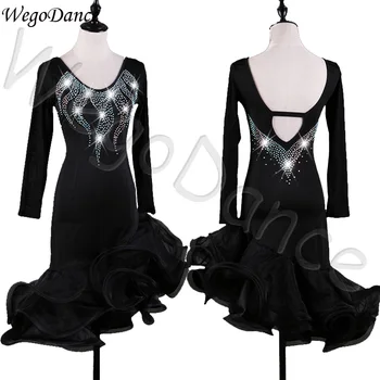 

customized Long sleeve Latin dresses new high-end dashing competition costumes custom-made