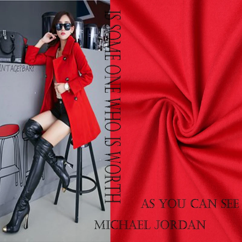 

China red cashmere fabric autumn and winter special thickening coat wool fabric exports double - sided cashmere fabric cloth
