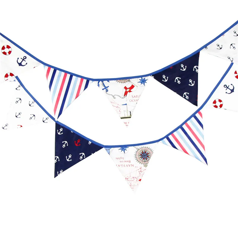 

12 Flags 3.2m Pirate Theme Cotton Fabric Bunting Pennant Flag Banner Garland Wedding/Birthday/Baby Shower Party Decoration