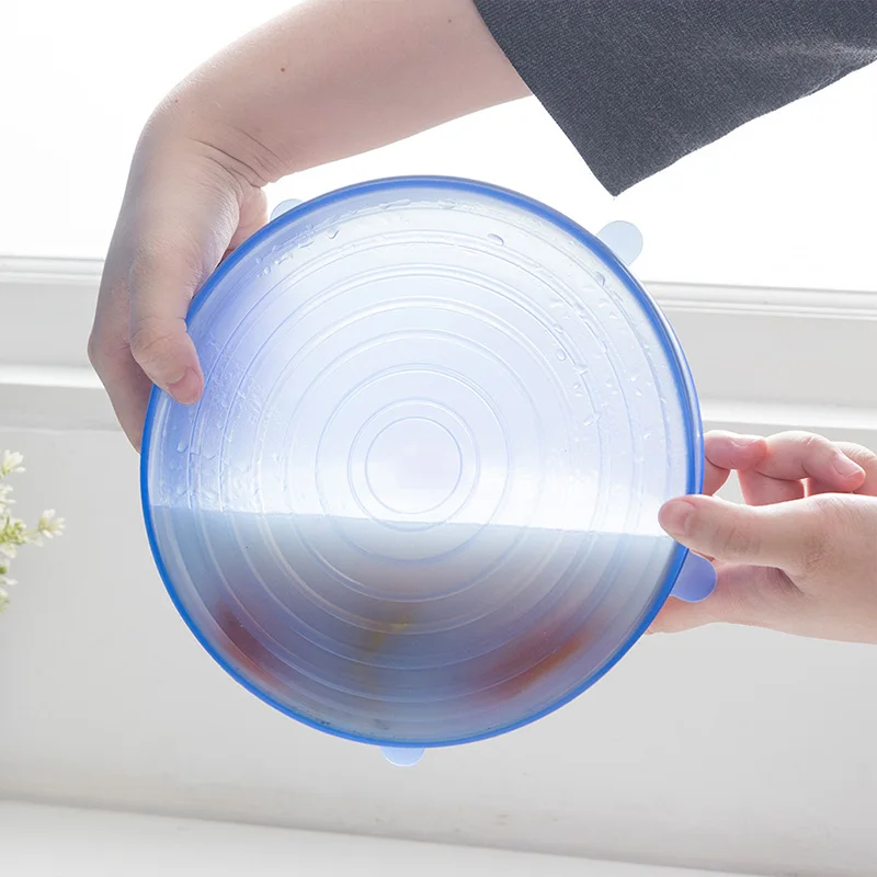 ORZ 6 Pcs Kitchen Tools Bowl Cover Pan Lid Premium Stretch Silicone Bowl Lid Food Wrap Fresh-Keeping Cover Sealing Cap