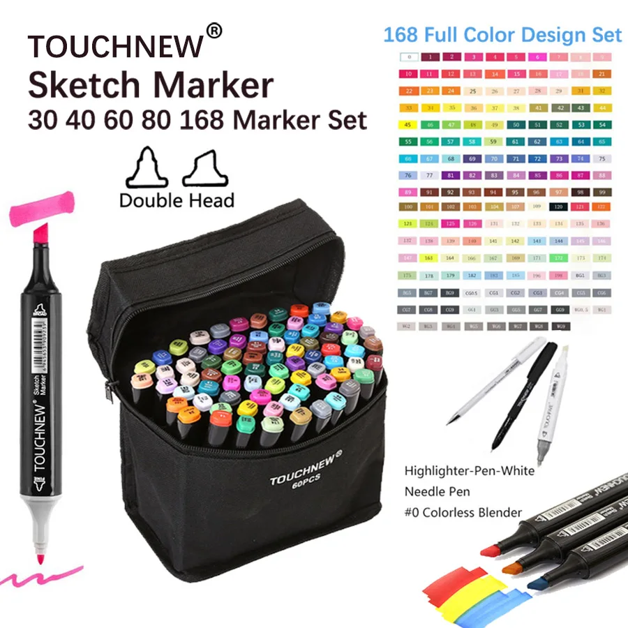 

TOUCHNEW 80 Markers Artist Dual Head Art Sketch Markers Set For Manga Marker School Drawing Marker Pen Design Supplies for Kids