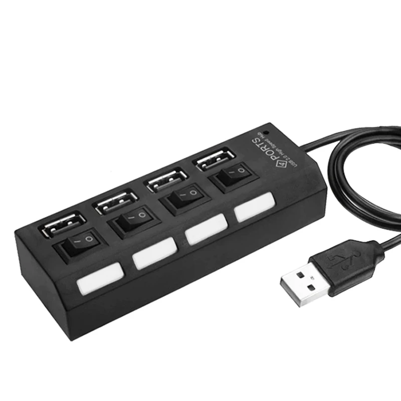 

NEW Micro 4 Port USB Hub High Speed USB 2.0 Hub USB Splitter With Separate ON/OFF Switch For Laptop Computer Notebook