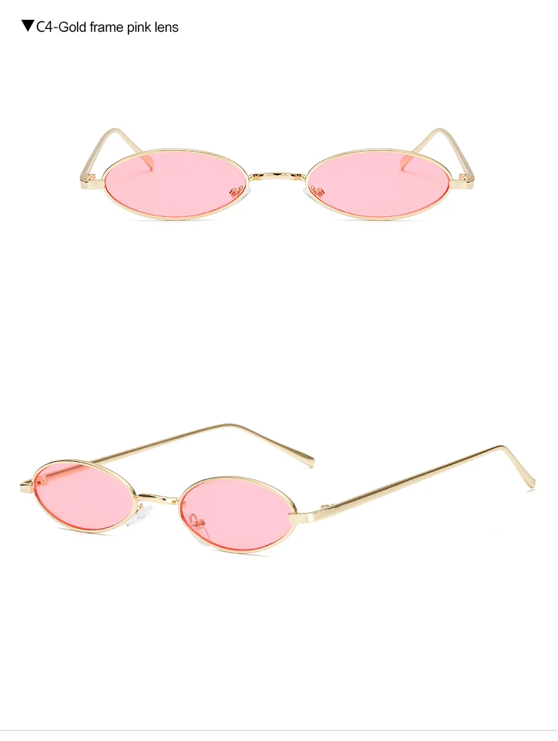 Новые брендовые дизайнерские винтажные маленькие овальные солнцезащитные очки для женщин/мужчин ретро черные розовые линзы солнцезащитные очки для женщин и мужчин UV400 - Цвет линз: gold pink
