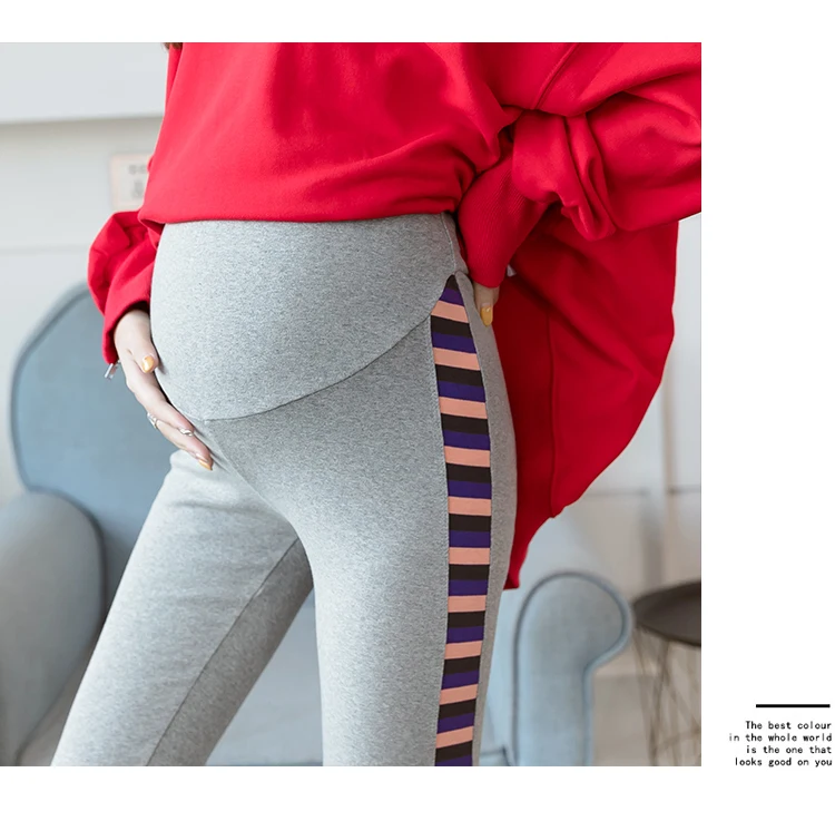 Apoio de Alta Barriga para Mulheres Leggings Moda Maternidade Primavera Outono Calças Desgaste Gravidez Elástica Grávidas Algodão 23 Cheap Leggings