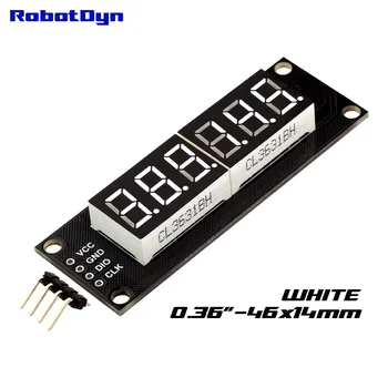 

6-Digit LED 0.36" Display Tube (decimal), 7-segments WHITE, TM1637, disp. size 46x14mm