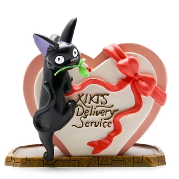 

1set Kiki's Delivery Service Couple JiJi Cat Rose Heart Shaped Flower Pot Resin Model Action Figure Model Toys for Home Decor