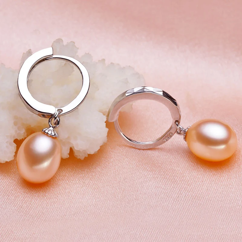 Модные серьги-кольца с натуральным пресноводным жемчугом и 925 пробы, серебряные ювелирные изделия с жемчугом для женщин, свадебный подарок