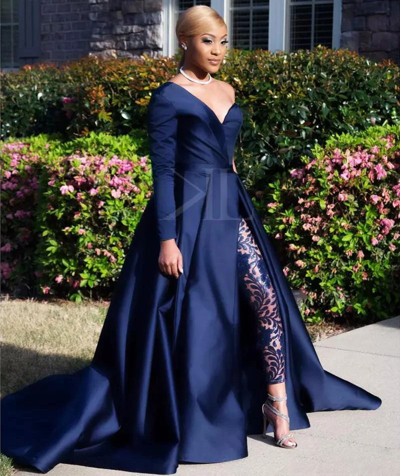 Navy Blue 2018 Evening Gowns Sexy One 