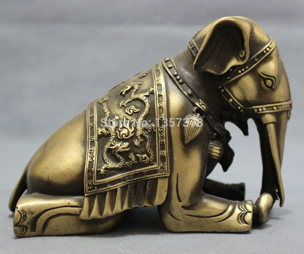 

shitou 00351 Chinese Bronze Fly Dragon JiXiang Wealth Elephant Lying Statue Animals Sculpture discount 30% (C0324)