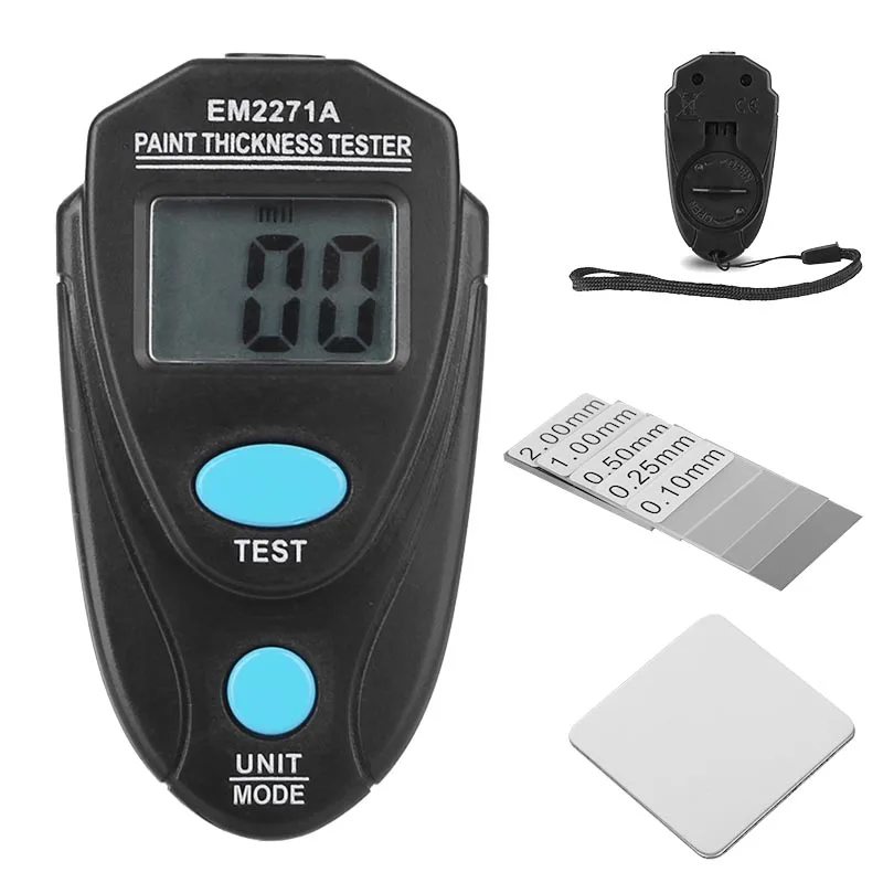 

Hot EM2271A LCD Portable Digital Car Painting Thickness Tester Gauge Adjustment Auto Paint Coating Film Zinc Thickness Test Tool