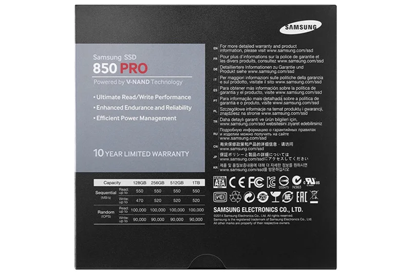 Samsung 850PRO MZ-7KE256B/MZ-7KE512B 256 ГБ/512 ГБ внутренний SSD 2,5 дюймов 512 МБ Кэш SATA3.0 твердотельные накопитель для настольных/ноутбука