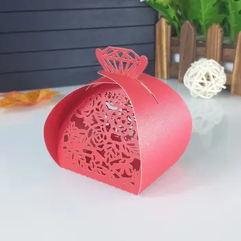 

50pcs laser engraving flower shaped hollow wedding candy box gift box Christmas gift box biscuit box baby shower 6ZT64