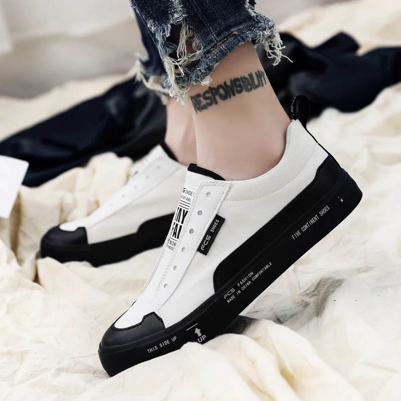 

2019 Men's casual canvas Korean version of the foot pedal slouches do not wear small white shoes fashionable shoes cloth shoes 5