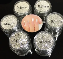 1Box Laser Shiny Nail Art Glitters (5 MIXED SIZE) Sliver Sequins DIY Nail Tip Dust Powder Manicure Nail Art Sparkles Decorations 1bag lot 0 3mm shiny glitters colored nail art glitters decorations graceful eyeshadow powder glitters cosmetic makeup tools