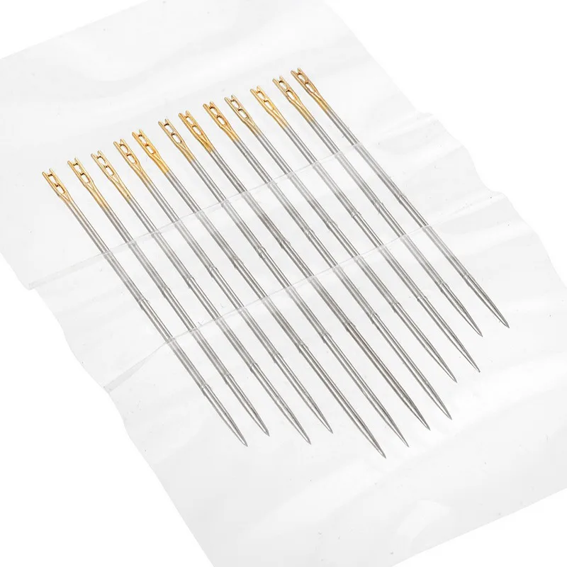

Hoomall 12PCs Self-Threading Hand Sewing Needles Set Domestic Assorted Needles For Needlework Household Repair Easy To Thread