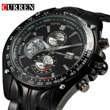 2016 Nueva moda Curren auto Fecha Reloj de acero llena Militar Ocasional del Hombre de Negocios Reloj de pulsera de cuarzo Marca de Relojes Hombre Macho
