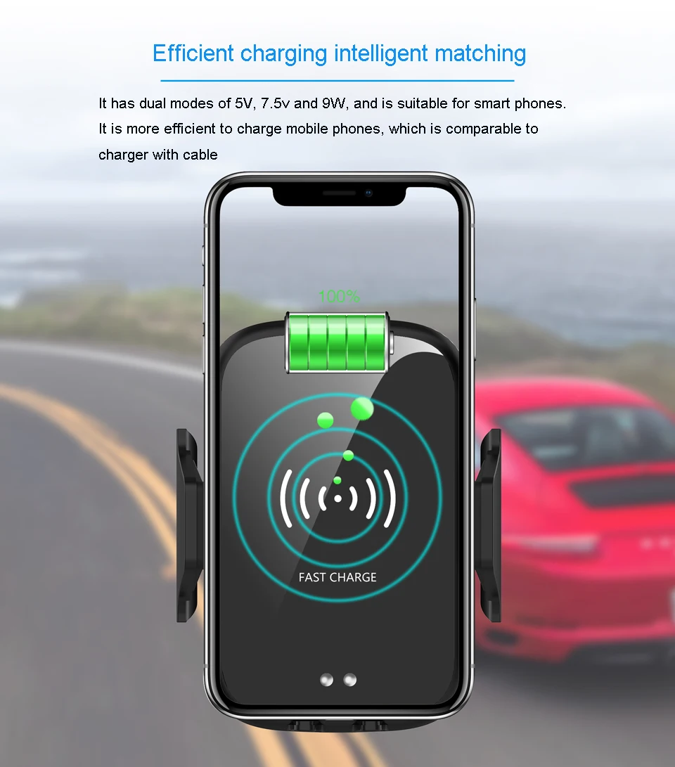 10 Вт QI Беспроводное Автомобильное зарядное устройство автоматический зажим вентиляционное отверстие держатель телефона для iPhone XS Max samsung S10 xiaomi max
