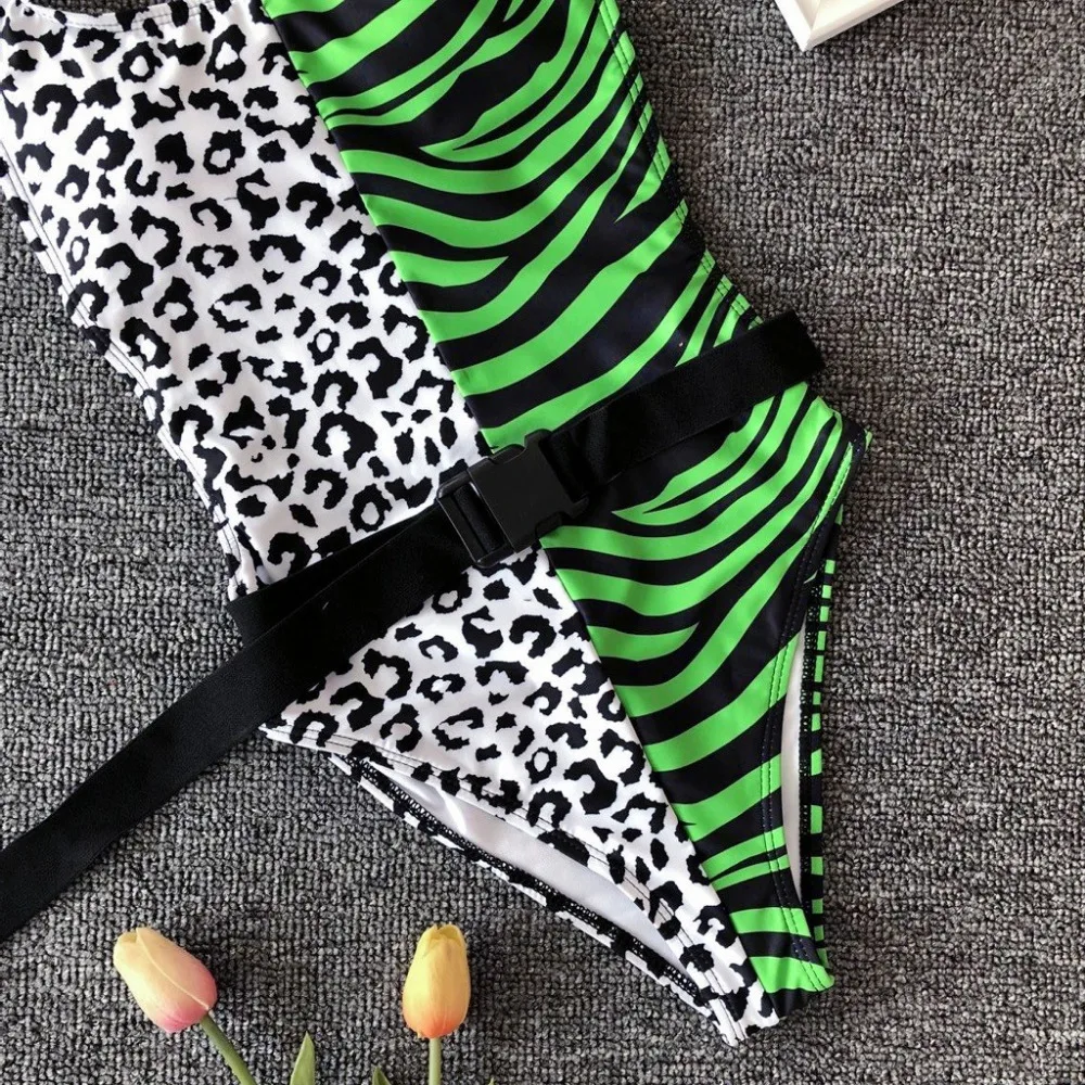 2019 women's swimsuit leopard stitching beach bikini set summer sexy swimsuit push up comfortable bikinis mujer brasile a 40 (15)