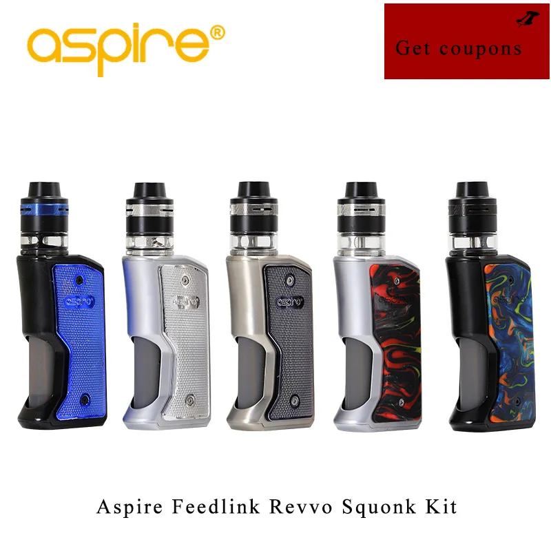 

Original Aspire Feedlink Revvo Squonk Kit with 80W revvo Squonk Mod 2ml Revvo Boost Vaporizer Tank ARC Coil aspire Vape Kit